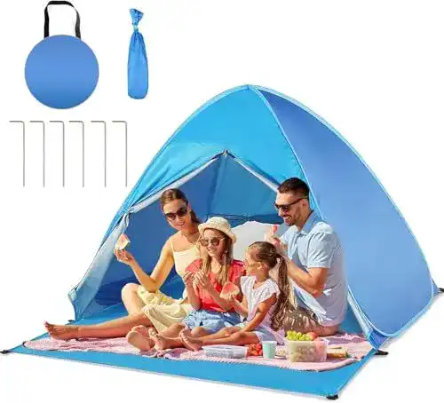 Strandmuschel YINGJEE Pop-Up Strandzelt faltbar mit UV-Schutz
