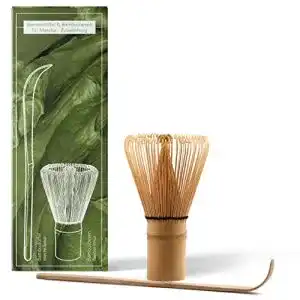 Mavanto Matcha Besen und Löffel Set – handgefertigter Bambusbesen und Löffel