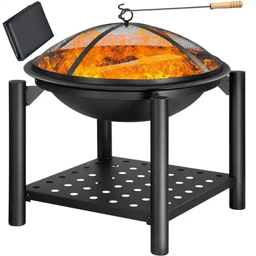 Feuerschale GARDEBRUK mit Funkenschutz und Ablagefach, Ø55cm
