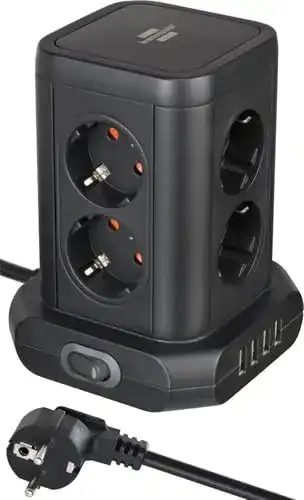 Steckdosenturm Brennenstuhl 8-fach mit USB und 2m Kabel
