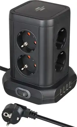 Steckdosenturm Brennenstuhl 8-fach mit USB und 2m Kabel