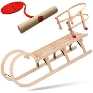 Schlitten mit Lehne Explorer Colint Holzschlitten für Kinder und Erwachsene