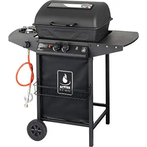 Grillwagen Activa Lavastein Gas mit 2 Brennern und Sichtfenster