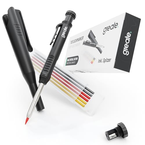 Tieflochmarker Greate Bleistift mit 7 Mienen und Spitzer für Handwerker