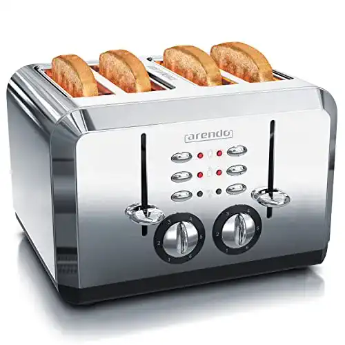 Arendo Retro-Toaster 4 Scheiben Automatik Edelstahl