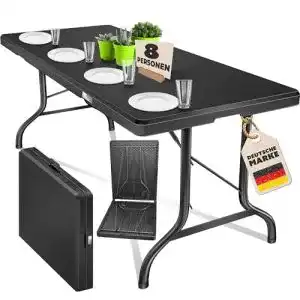 Klappbarer Gartentisch aus Kunststoff mit Stahlgestell 183×76 cm
