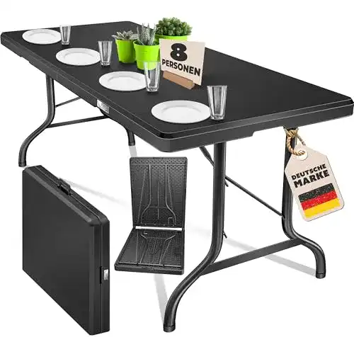 Klappbarer Gartentisch aus Kunststoff mit Stahlgestell 183×76 cm