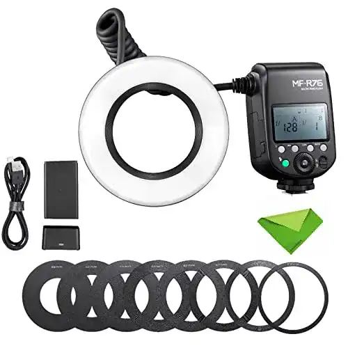 Godox MF-R76 Makro-LED Ringblitz 76 Ws mit 660 Blitzen