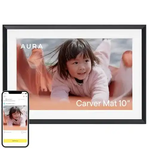 Digitaler Bilderrahmen 10 Zoll Aura Carver mit HD WLAN und Cloud-Speicher