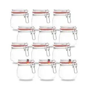 Fermentiergläser von Flaschenbauer – 12 Drahtbügelgläser 634ml