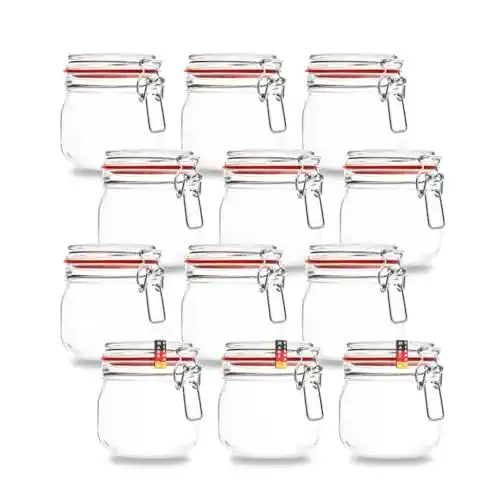 Fermentiergläser von Flaschenbauer – 12 Drahtbügelgläser 634ml