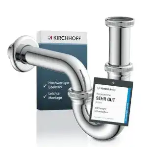 Siphon Kirchhoff für Waschbecken aus Edelstahl mit Ablaufgarnitur