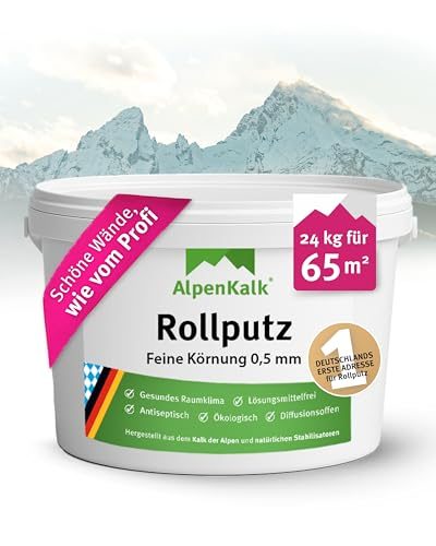 AlpenKalk Rollputz fein (0,5 mm) 24 kg (20 + 4 kg) für ca. 65 m²