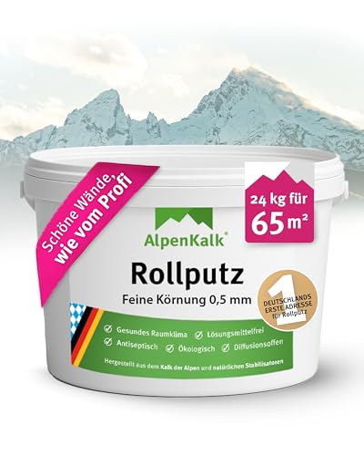 AlpenKalk Rollputz fein (0,5 mm) 24 kg (20 + 4 kg) für ca. 65 m²