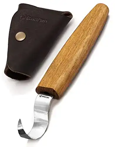 Schnitzmesser Beavercraft SK1S Hakenmesser mit Lederscheide