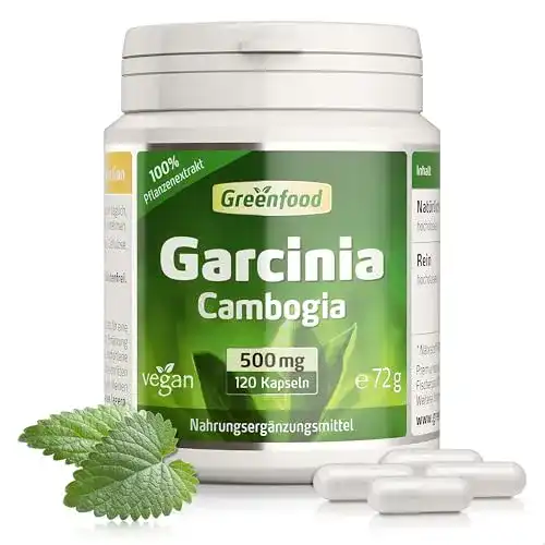 Garcinia Cambogia Greenfood 500mg, 120 Kapseln, hochdosiert