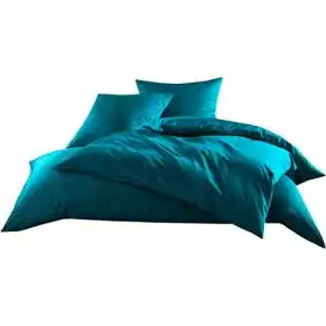 Satin Bettwäsche aus Mako-Satin in Petrol Blau