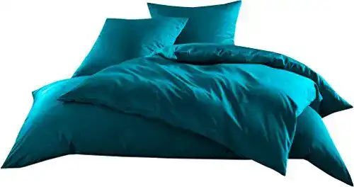 Satin Bettwäsche aus Mako-Satin in Petrol Blau