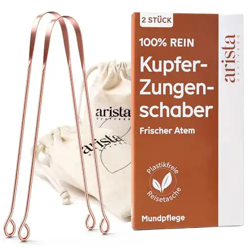 Zungenreiniger aus Kupfer von Arista Ayurveda Zungenschaber für Kinder und Erwachsene