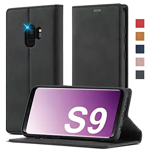 Ailicici Handyhülle für Samsung Galaxy S9 – Klappbare Lederhülle