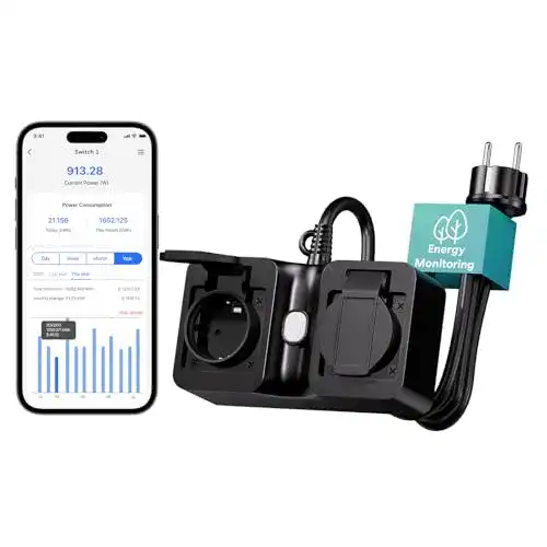WLAN-Steckdose für den Außenbereich von Meross mit Stromverbrauchsanzeige