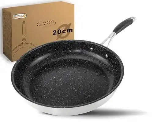 Edelstahlpfanne Divory 20 cm mit Induktion und Antihaftbeschichtung