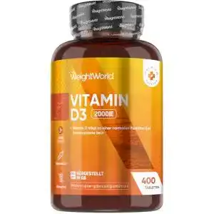 Vitamin D3 Tabletten 2000 I.E. von WeightWorld, 400 Stück