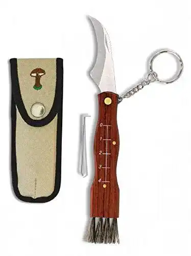 Pilzmesser KS-11 mit Pinzette und Bürste in braun und Naturfarben