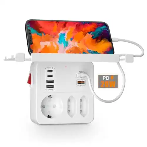 Steckdosenleiste Wandmontage Aonoka PD20W mit Schalter und USB-Anschlüssen