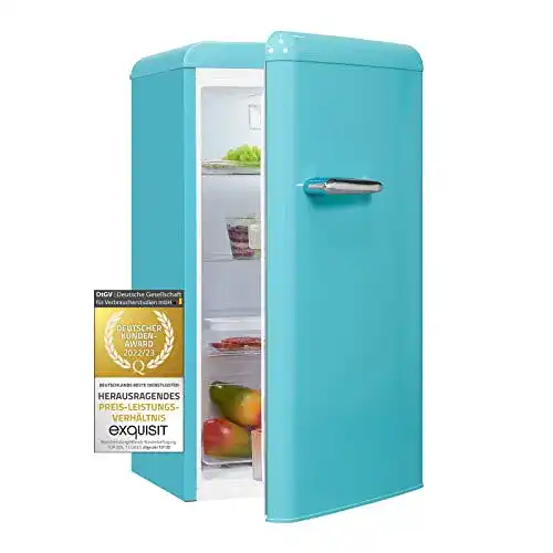 Exquisit Retro Kühlschrank RKS100-V-H-160F in Taubenblau