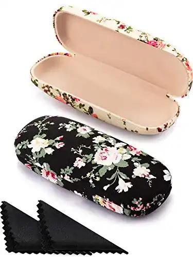Brillenetui Weewooday 2er Set Hartschalen für Damen mit Blumen