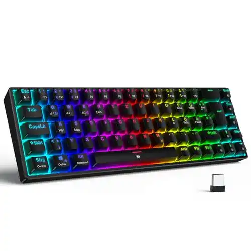 Kabellose mechanische Gaming-Tastatur Tecurs mit RGB und QWERTZ Layout
