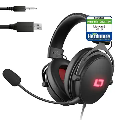 Lioncast LX55 Pro Gaming Headset mit 7.1 Surround Sound und Mikrofon