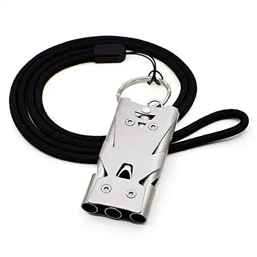 Notfallpfeife Makstore 150dB Edelstahl-Trillerpfeife mit Zubehör