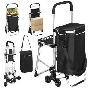 Einkaufstrolley mit Sitz Homcom klappbar 3-in-1 mit 40L Kapazität