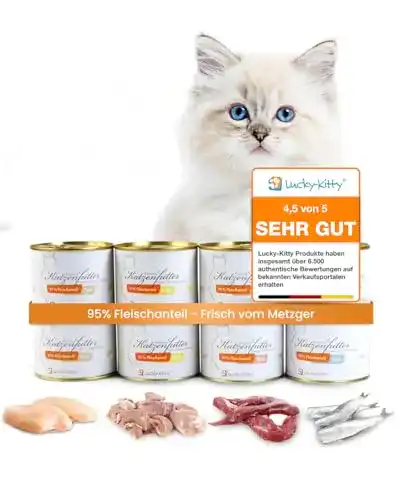 Katzenfutter mit hohem Fleischanteil – Lucky-Kitty Premium-Katzenfutter