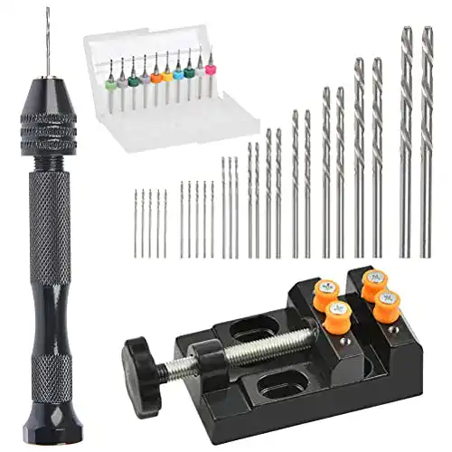 Handbohrer Set mit 25 Spiralbohrern und 10 PCB Mini Bohrern