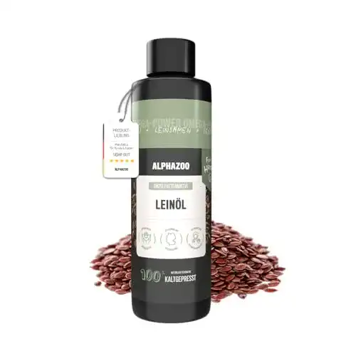 Leinöl für Hunde Alphazoo Premium 250 ml Kaltgepresstes Omega-3 und Omega-6