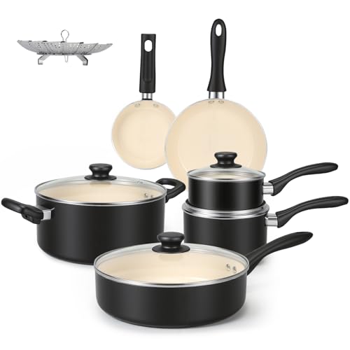 Keramik-Topfset von Amazon Basics, 11-teiliges Kochgeschirr-Set