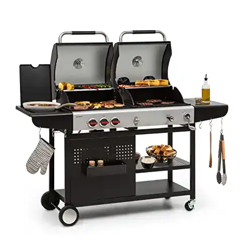 Kombigrill Klarstein Hot & Hot – 2in1 Gas- und Kohlegrill mit 3 Brennern