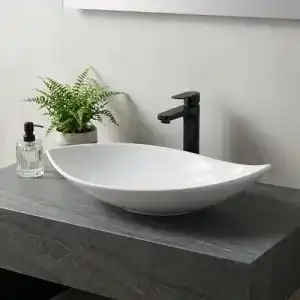 Waschbecken Arnusa Design Aufsatz 66,5 x 40 cm in Weiß