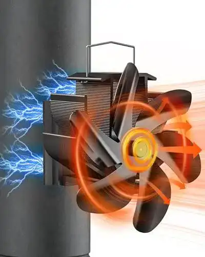 Ofenrohr-Ventilator Titeck – Magnetischer Kaminventilator ohne Strom