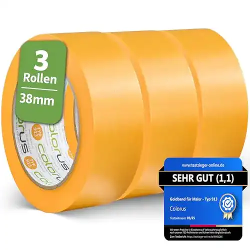 Malerkrepp Colorus Goldband Abklebeband 38 mm x 50 m, 3 Rollen