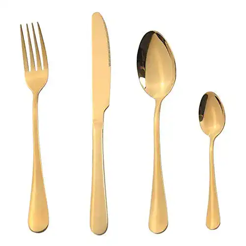 Edelstahl-Besteckset in Gold, 8-teilig für 2 Personen