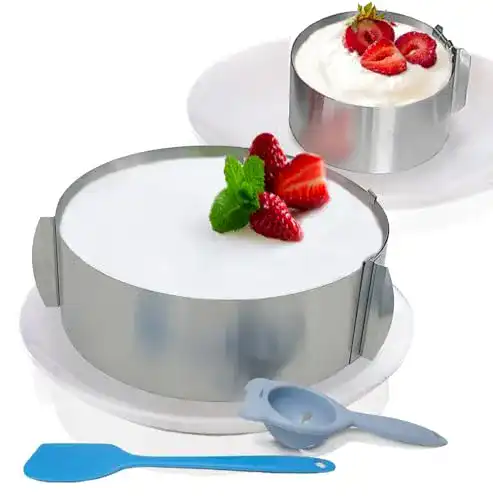 Verstellbares Tortenring Set aus Edelstahl, 2 Stück