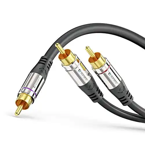 Sonero Premium Cinch Subwoofer-Kabel 1x Cinch auf 2x Cinch, 2m