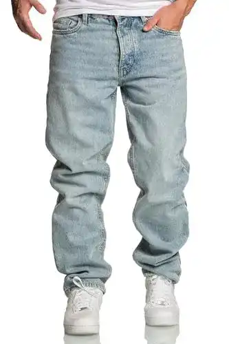 Baggy-Jeans REPUBLIX Herren Loose-Fit 90s Denim Jeans in Hellblau