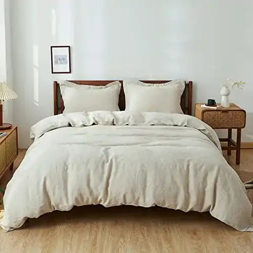 Leinen Bettwäsche Set aus 100% Naturleinen mit Bettbezug und Kissenbezügen