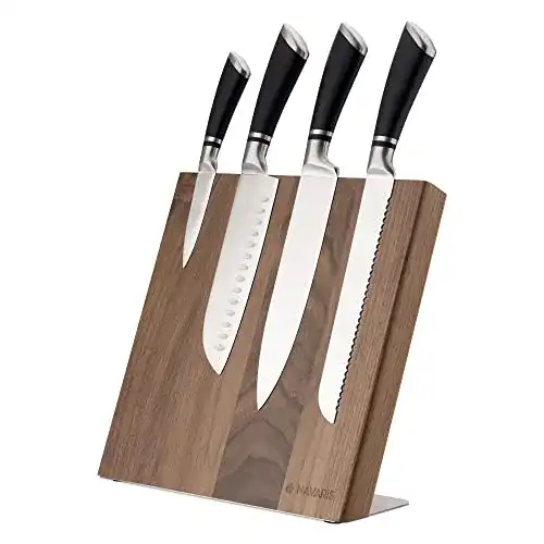 Messerblock ohne Messer von Navaris – Magnetischer Messerhalter aus Walnuss
