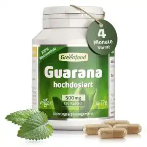 Guarana Kapseln Greenfood, hochdosiert mit 500mg – 120 Stück